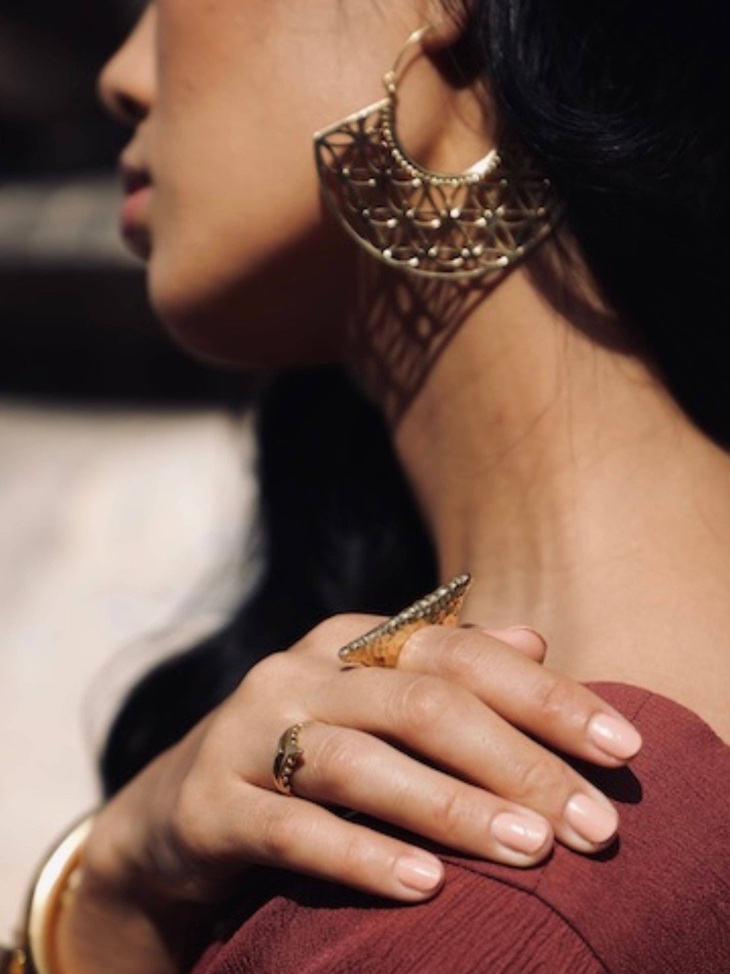 Bina Hammered Ring Size 8