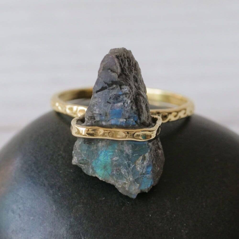 Rough Cut Chunky Stone Brass Ring