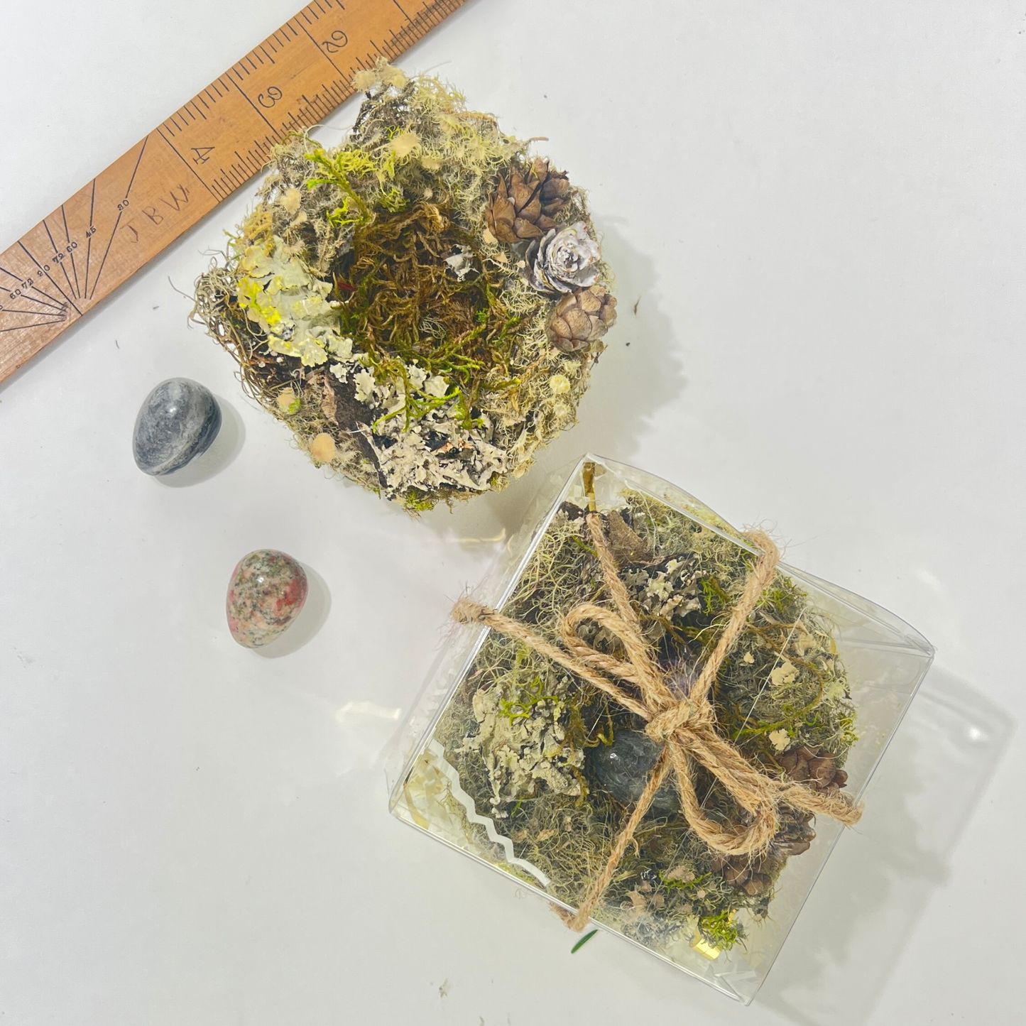 Garden Nest Crystal Altar With Dried Flowers Gemstone Eggs: Rose