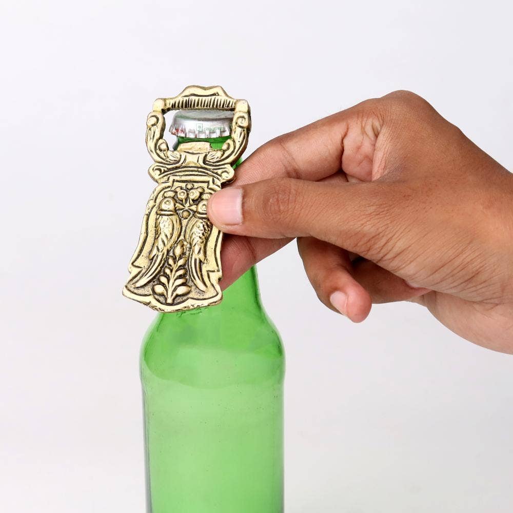 Brass Bottle Opener Parrots