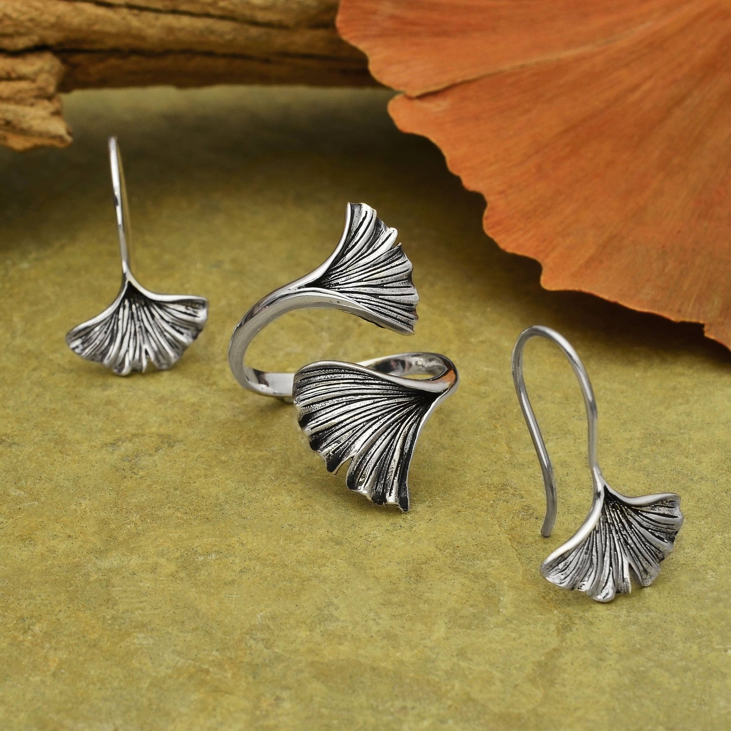 Ginkgo Leaf Dangle Earrings