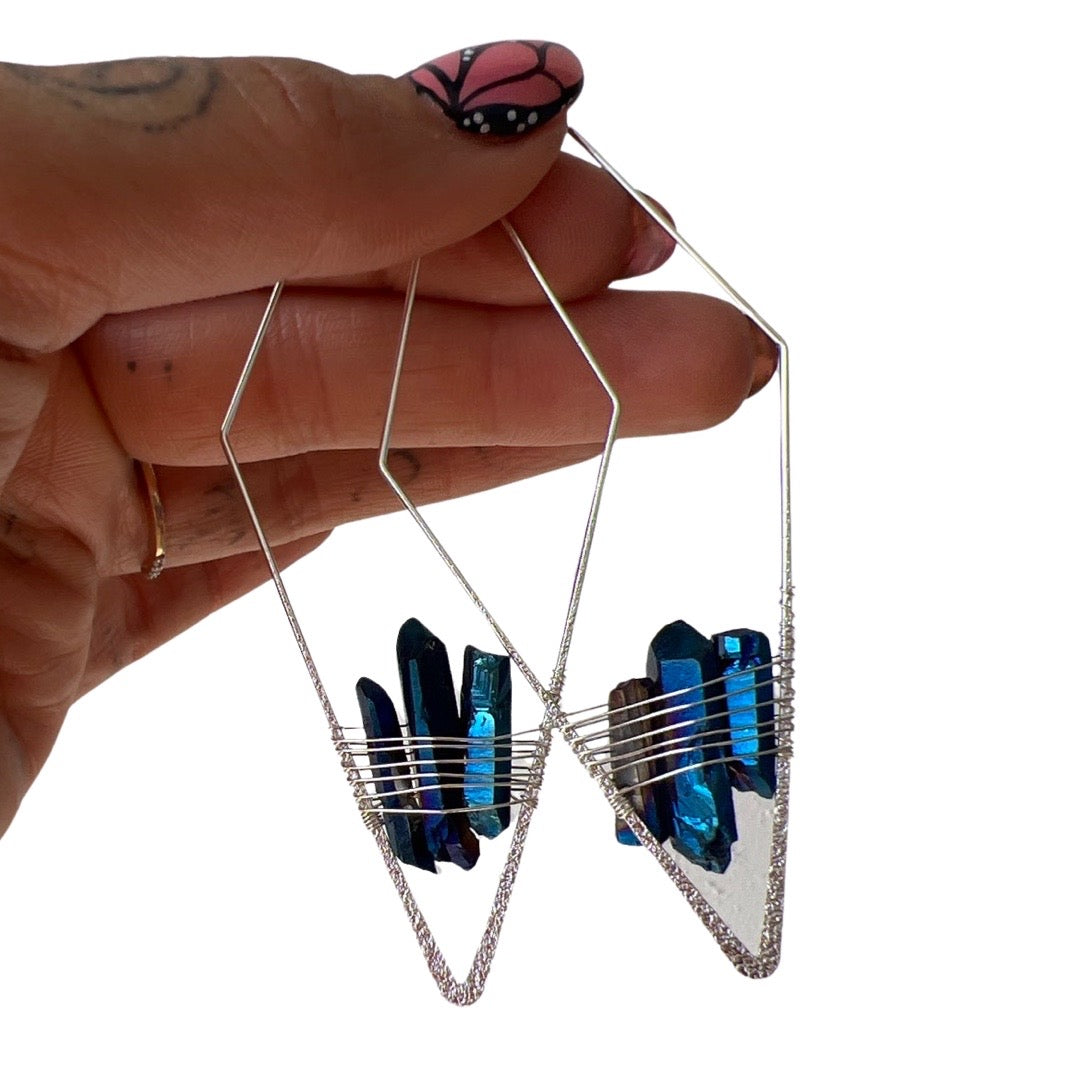 Maiden Perras | Crystal Cluster Triangle Drop Earrings