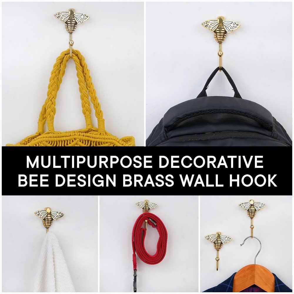 Brass Bee Wall Hook w/ Mother of Pearl