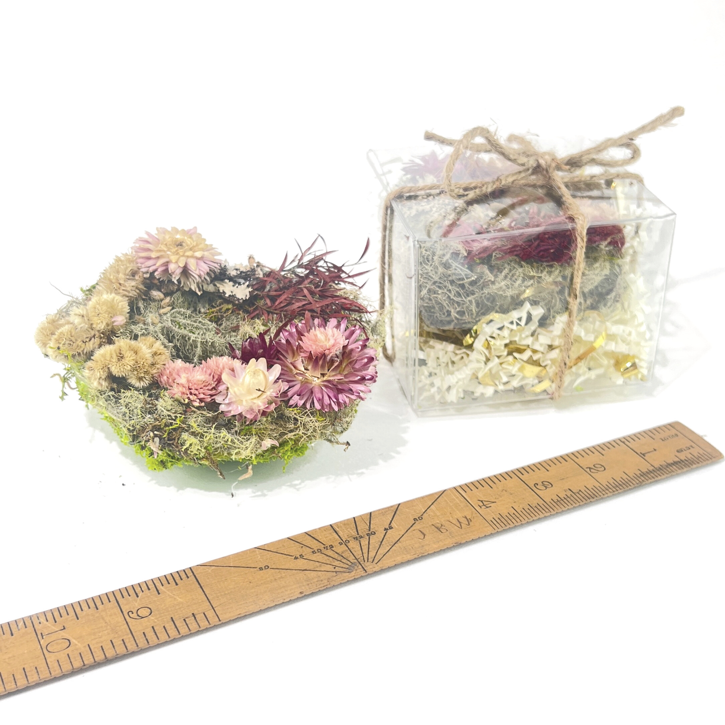 Garden Nest Crystal Altar With Dried Flowers Gemstone Eggs: Rose