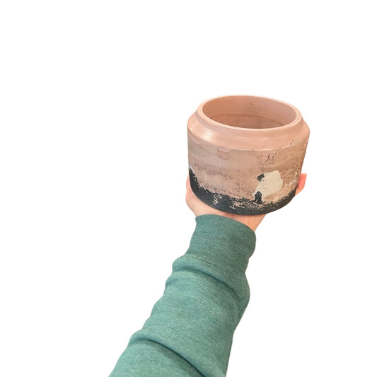 Blush+Black Crackle Concrete Planter