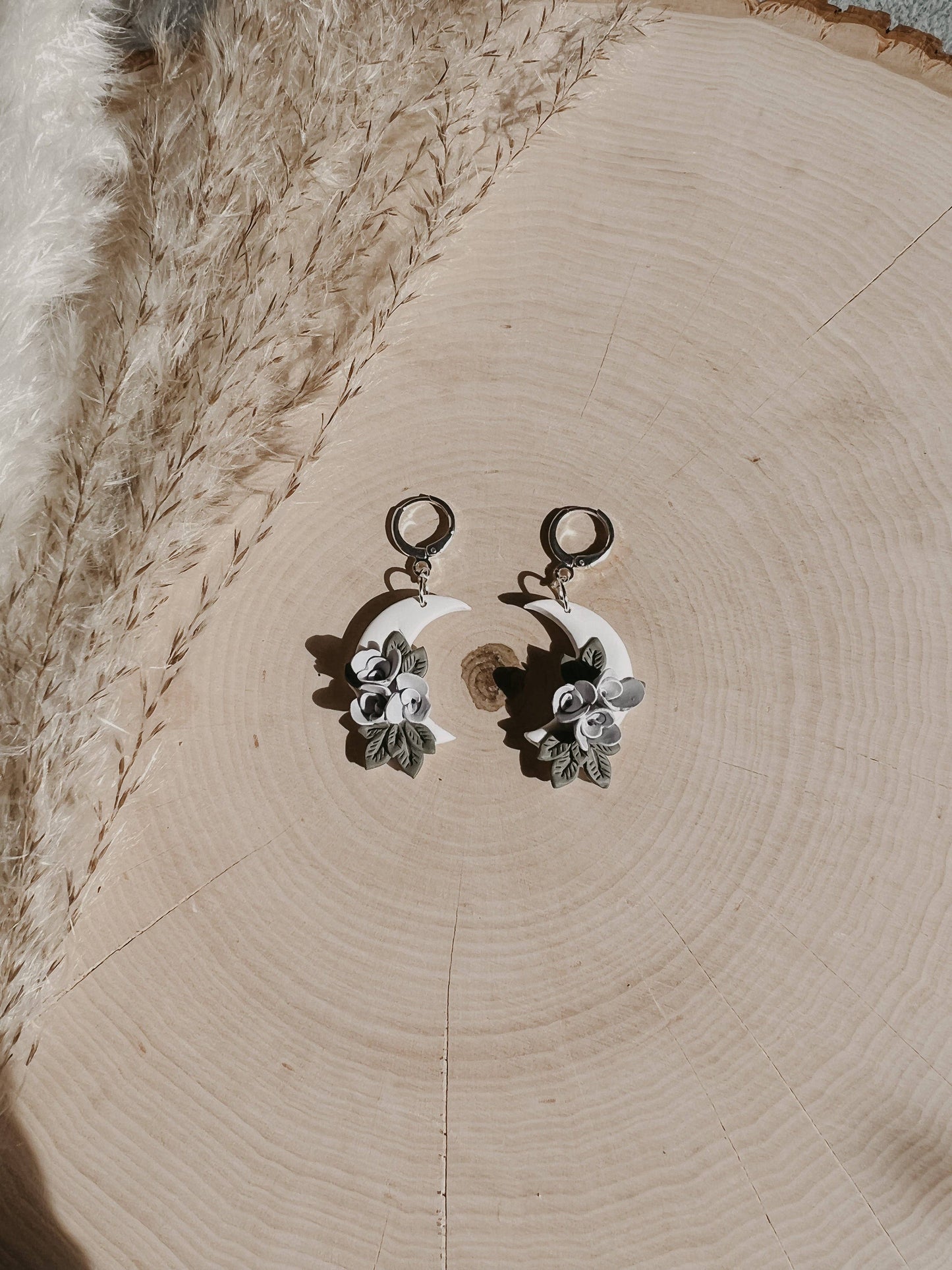 Floral Moon Dangle Earrings