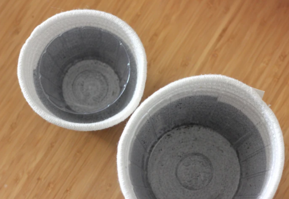 Cotton Rope Basket Grey/White