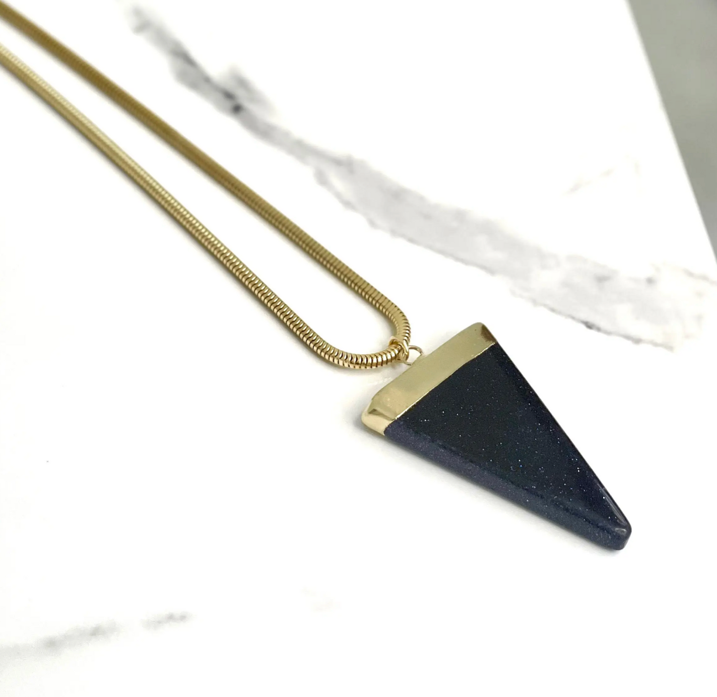 Necklace | Blue Goldstone Large Point Pendant