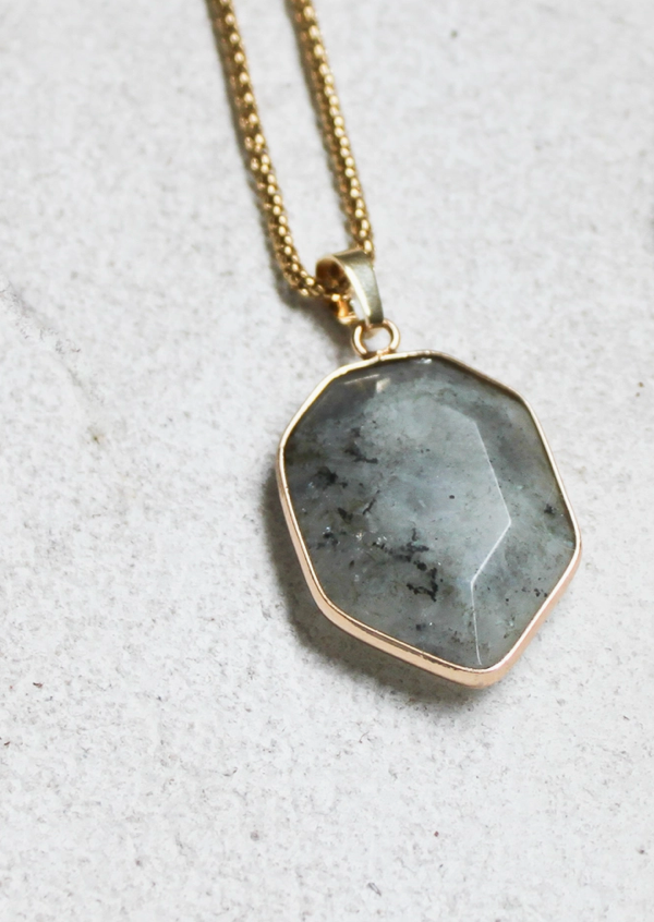 Labradorite Drop Pendant Necklace