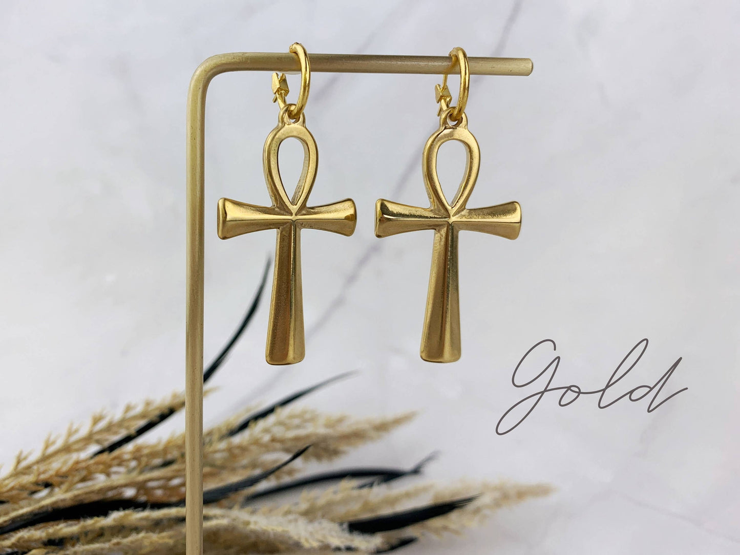 Egyptian Ankh Hoop Earrings