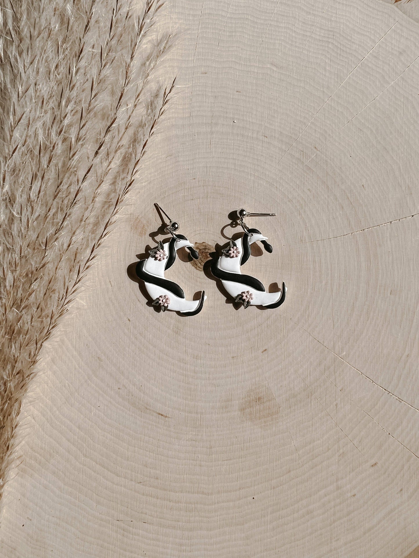 Floral Snake Moon Earrings