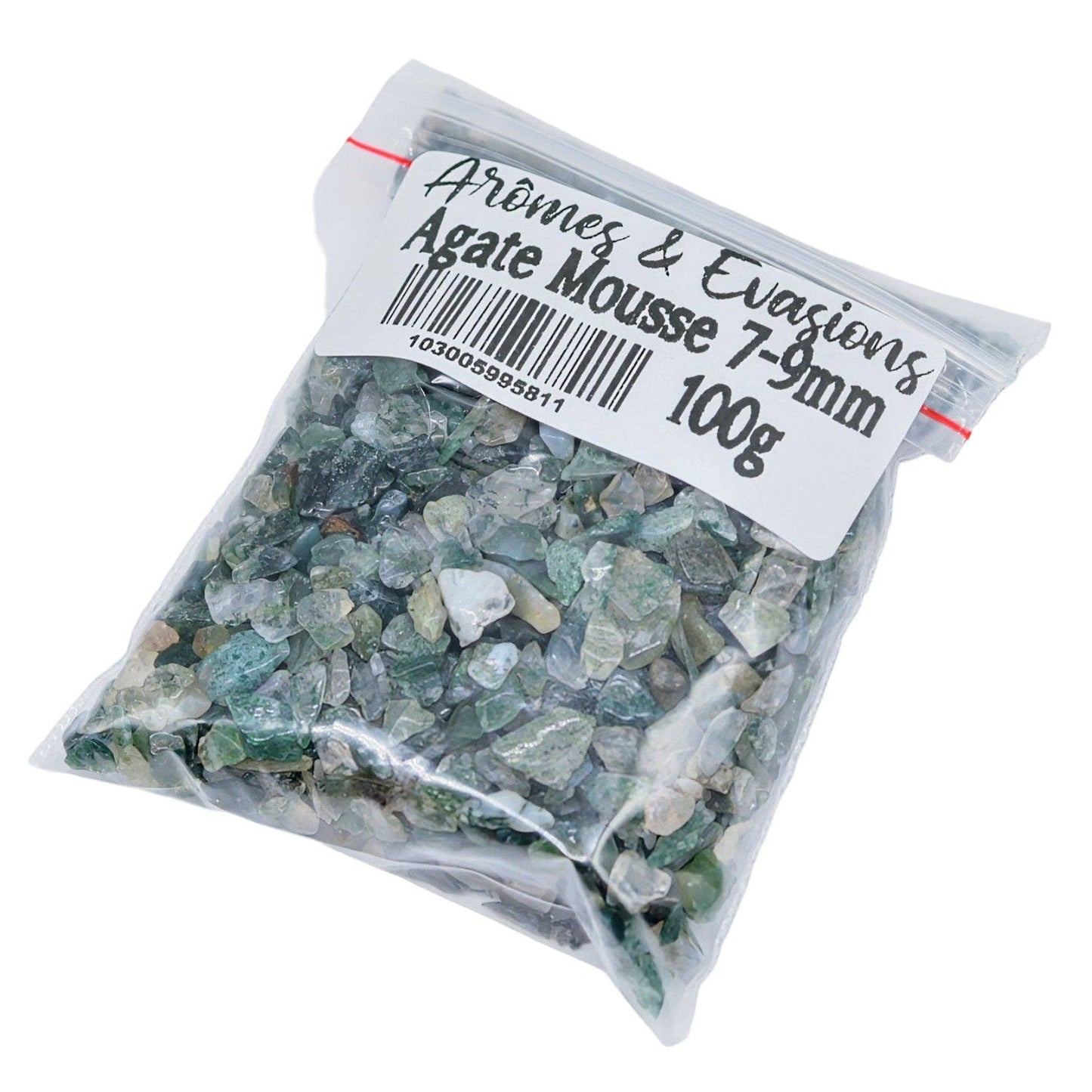 Stone - Tumbled Chips - Moss Agate - 7 to 9mm