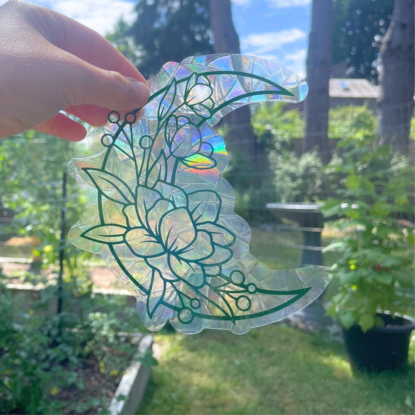 Floral Moon Suncatcher Sticker