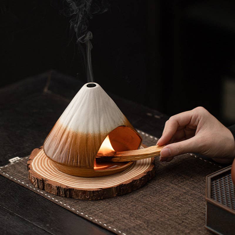 Mount Fuji Ceramic Incense Fireplace
