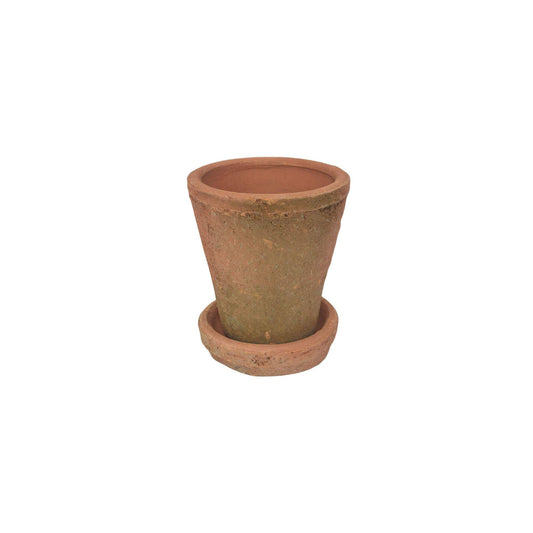 Red stone terracotta pot and saucer