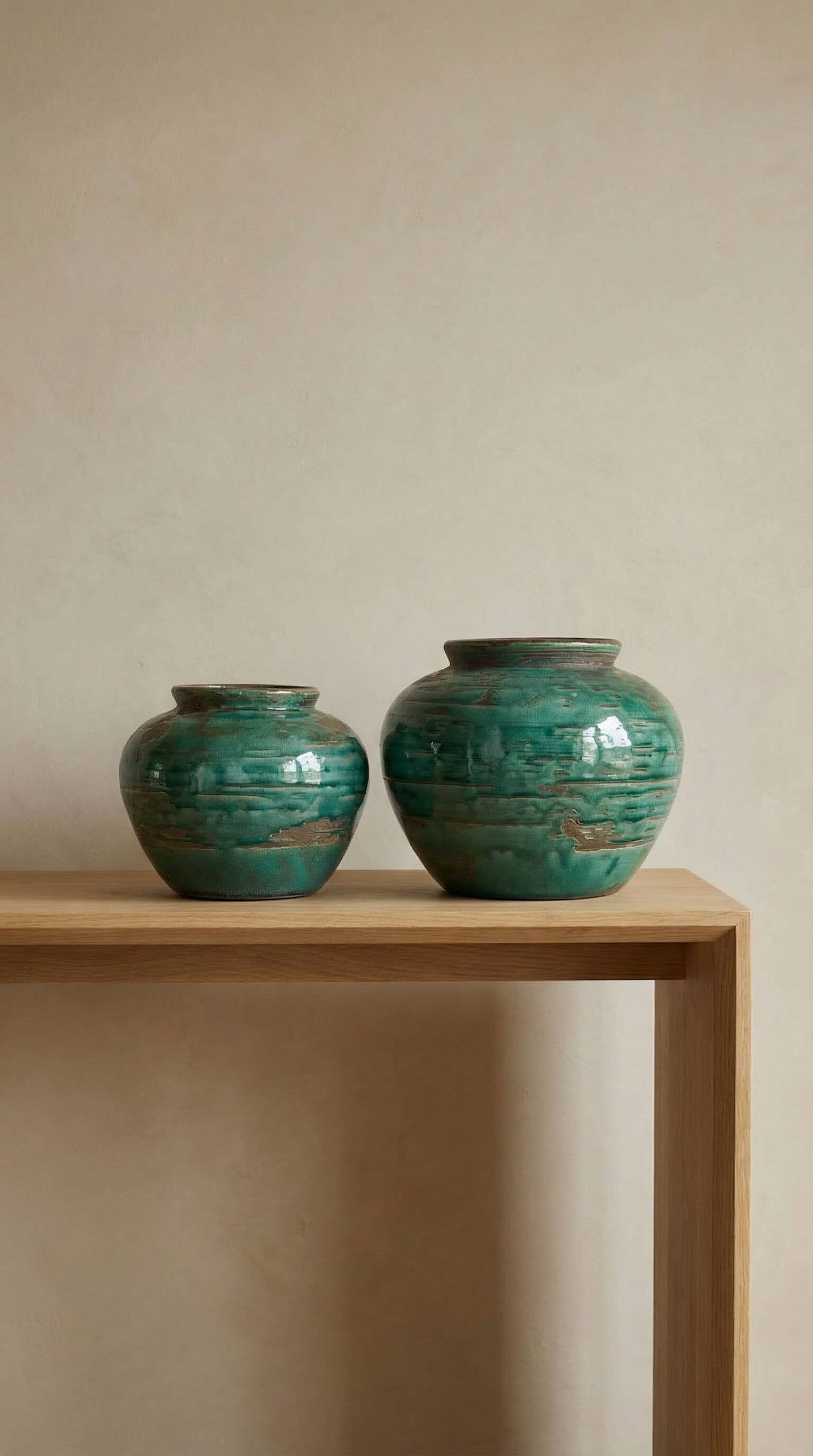 Ceramic Vase, Vintage Style, Emerald Crackle - Selva