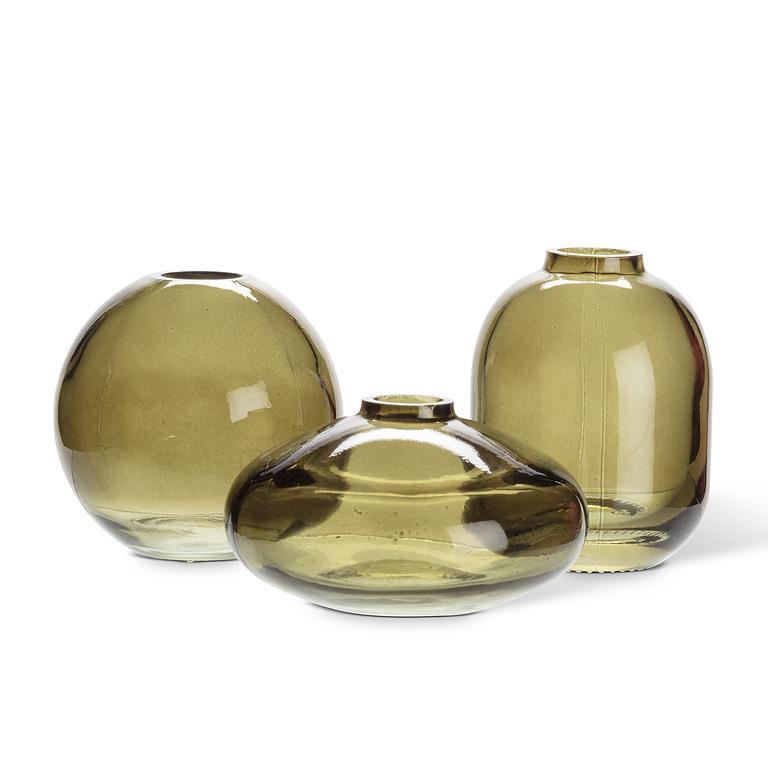 Green Glass Bud Vases