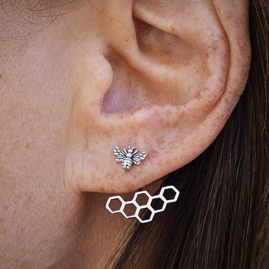 Honeycomb and Bee Stud Earrings