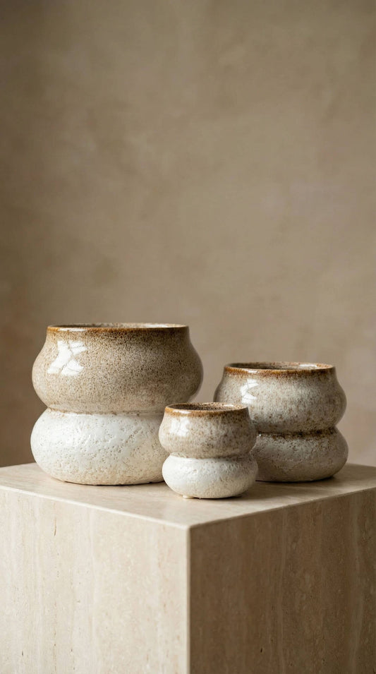 Ceramic Planter Pot, Stacked with Drainage - Noemi