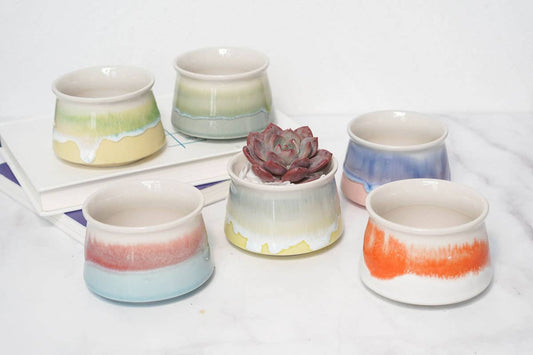 Small Glazed Pot Tricolor