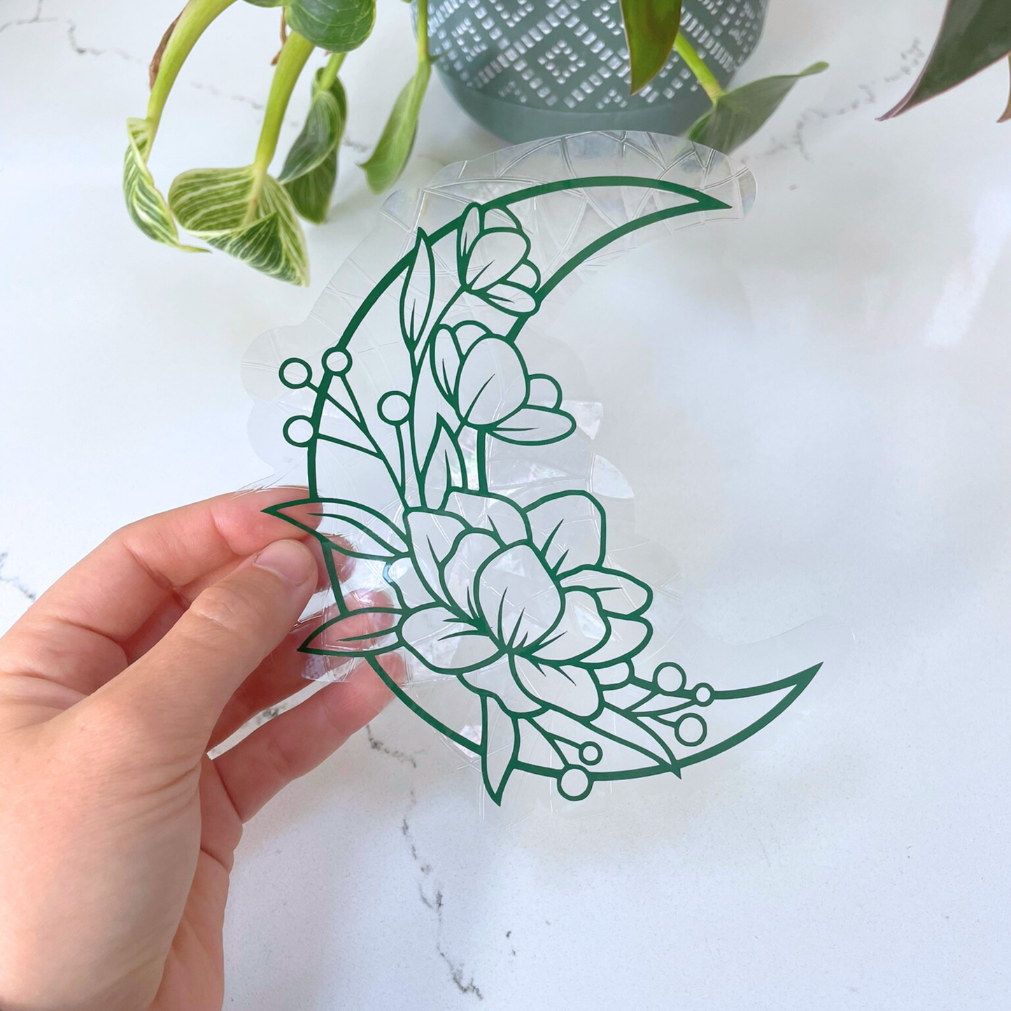 Floral Moon Suncatcher Sticker