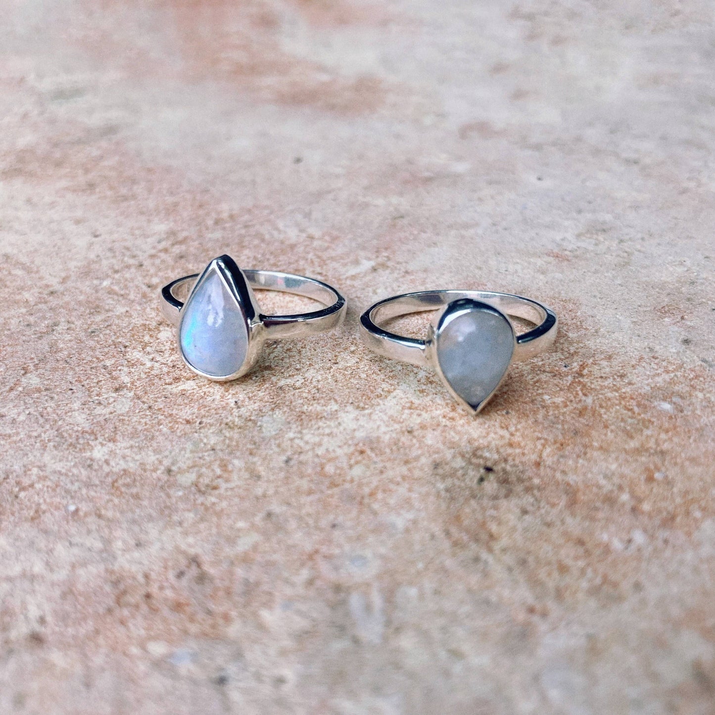 Moonstone Tear Drop Ring Sterling Silver