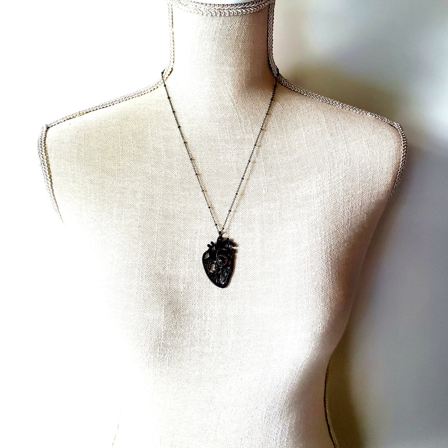 Garnet Sacred Heart Necklace