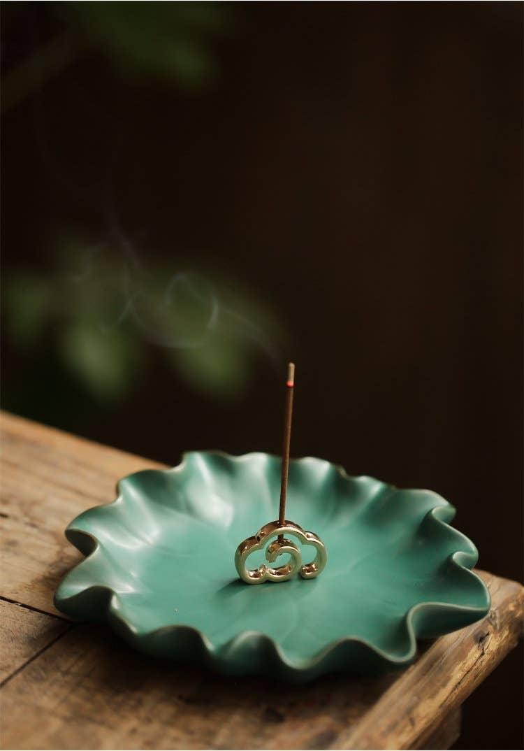 Mini Golden Cloud Incense Holder Set