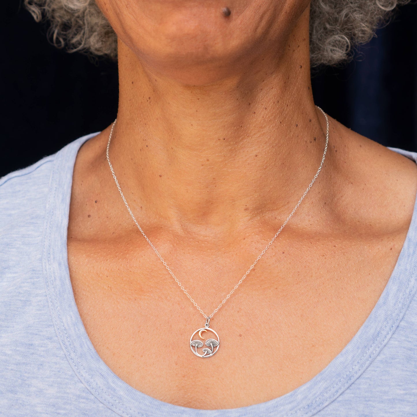 Mushroom & Moon Necklace