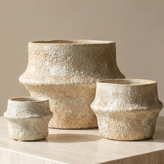 Ceramic Planter Pot, Textured with Drainage - Solene
