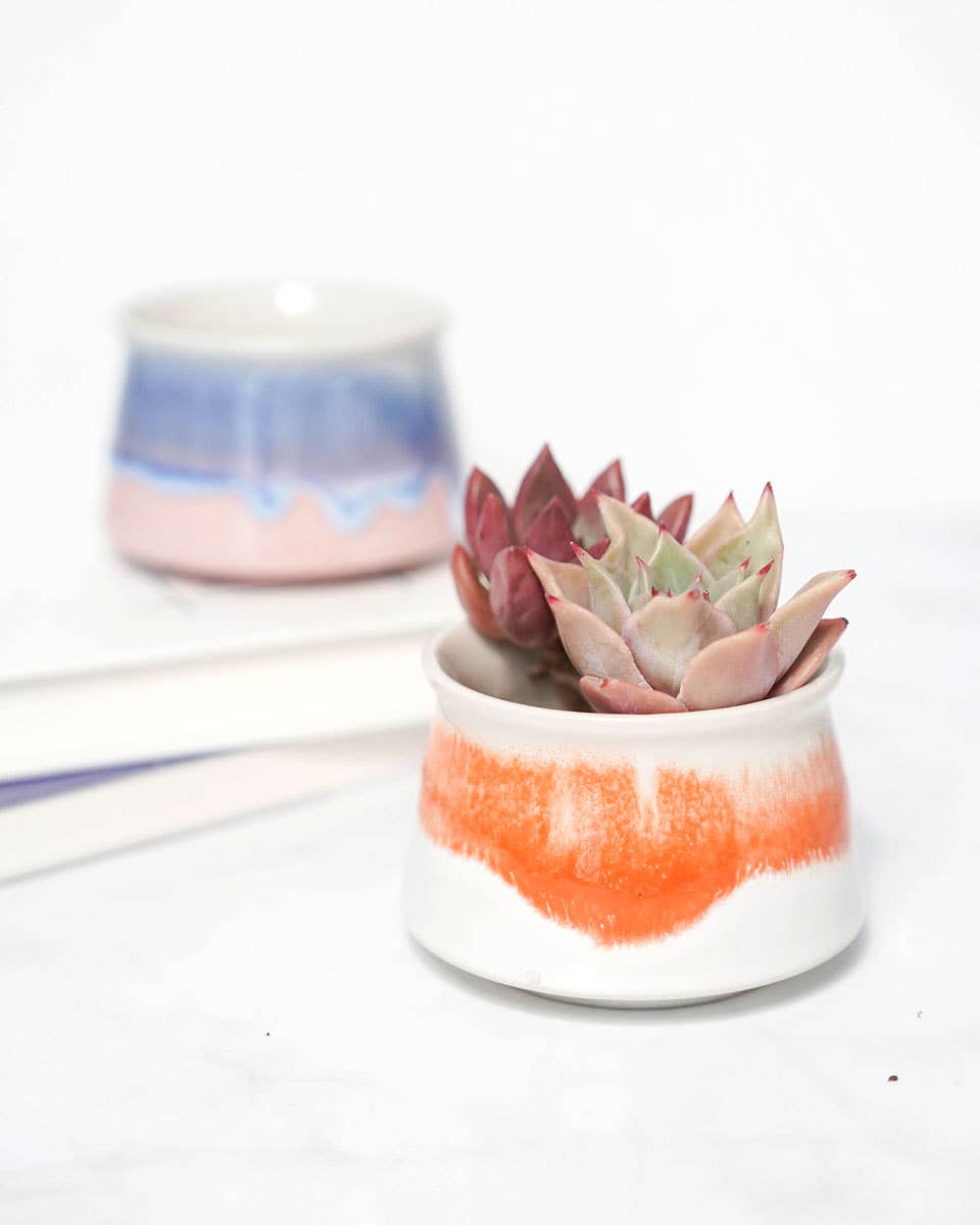 Small Glazed Pot Tricolor