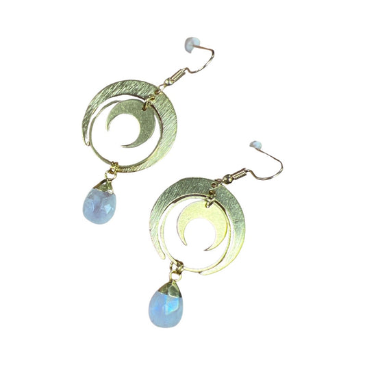 Maiden Perras | Moonstone Moon Earrings