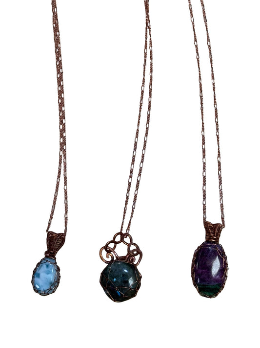 Copper Wire Wrap Necklaces