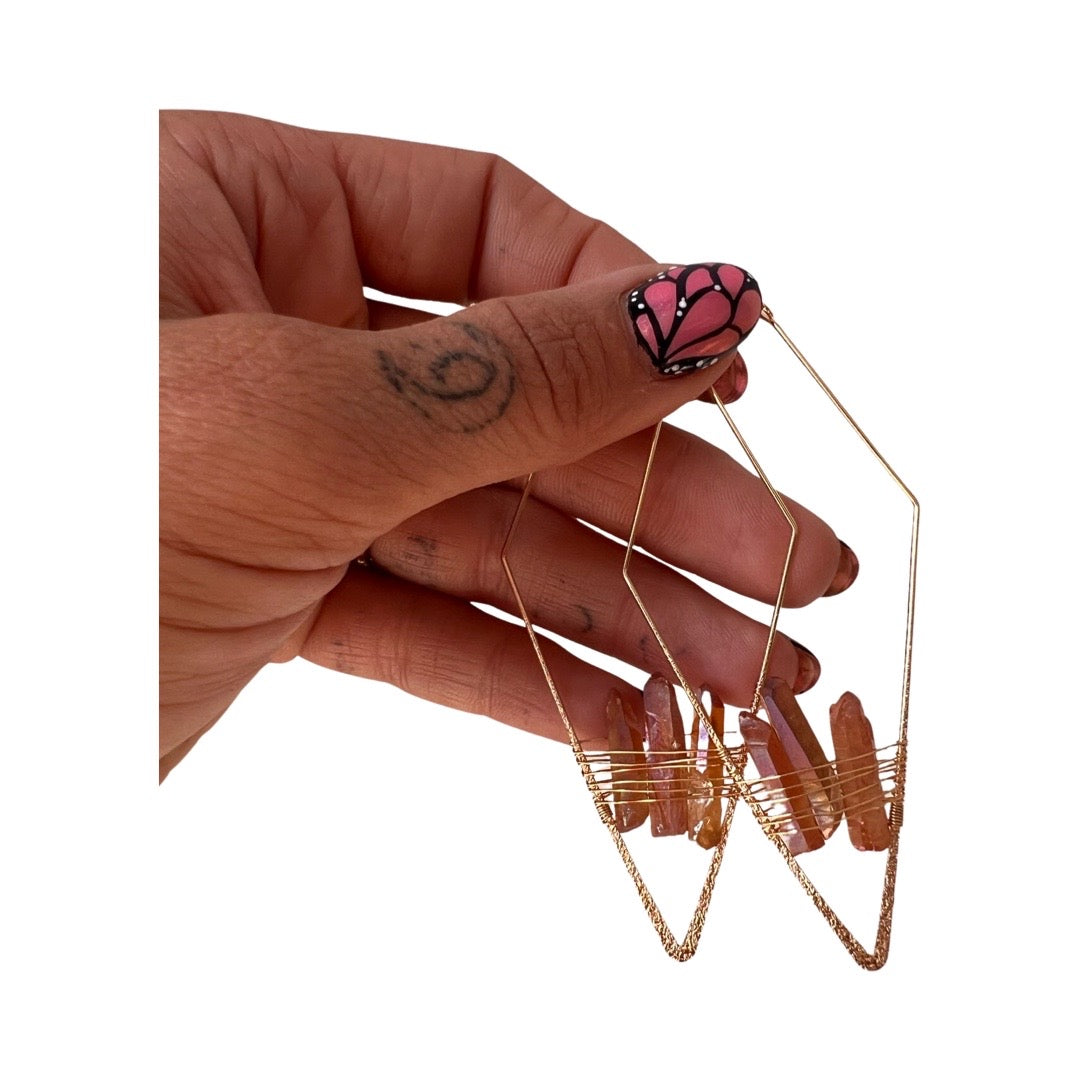 Maiden Perras | Crystal Cluster Triangle Drop Earrings