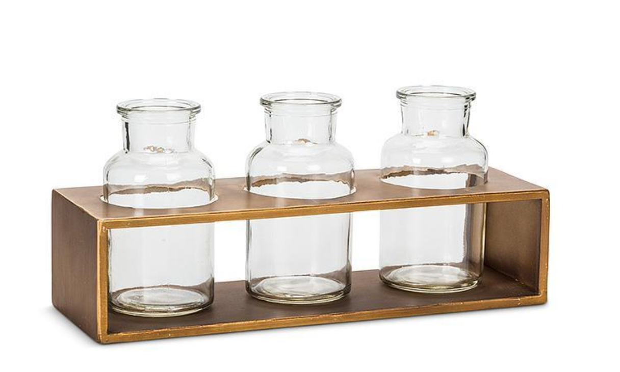 Triple Bud Vase Wood The Botanist Calgary