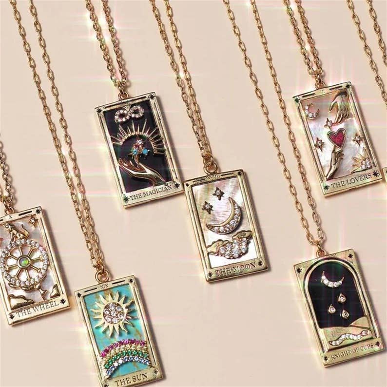 Tarot Card Necklace | The Lovers 14K