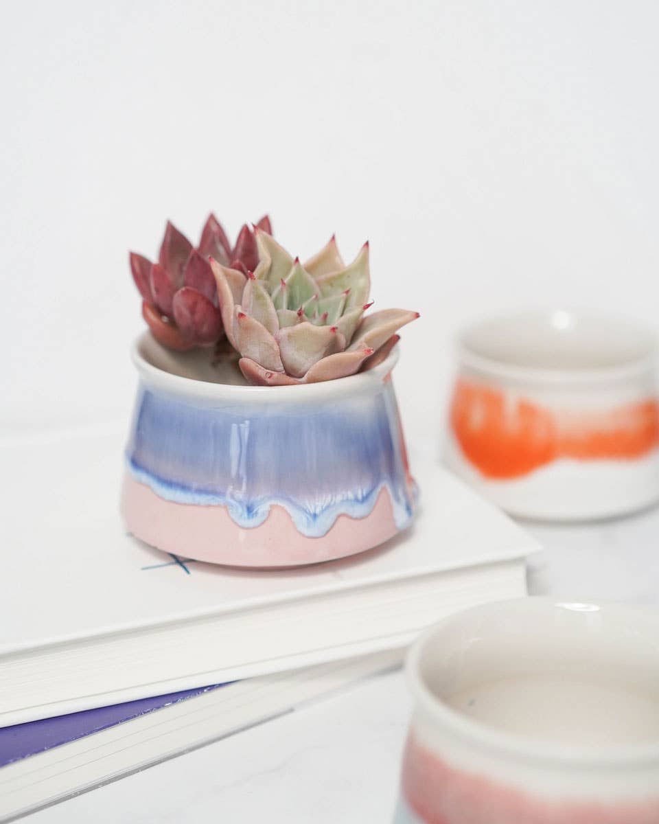 Small Glazed Pot Tricolor