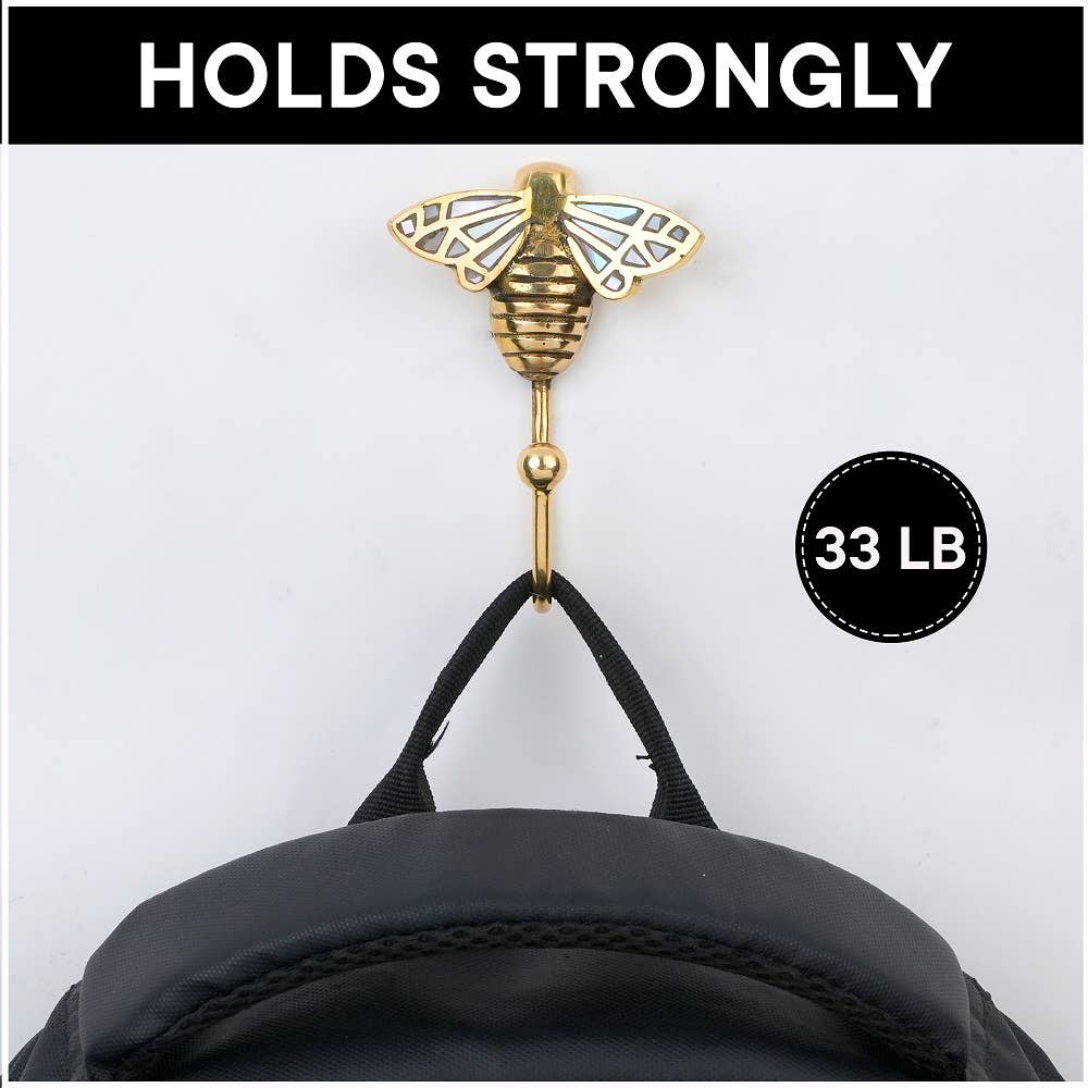 Brass Bee Wall Hook w/ Mother of Pearl
