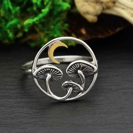 Mushroom and Moon Ring