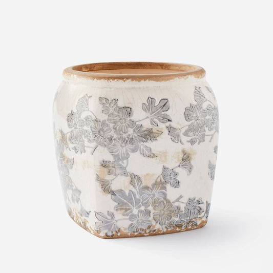 Vintage Blue Flowers  Square Pot