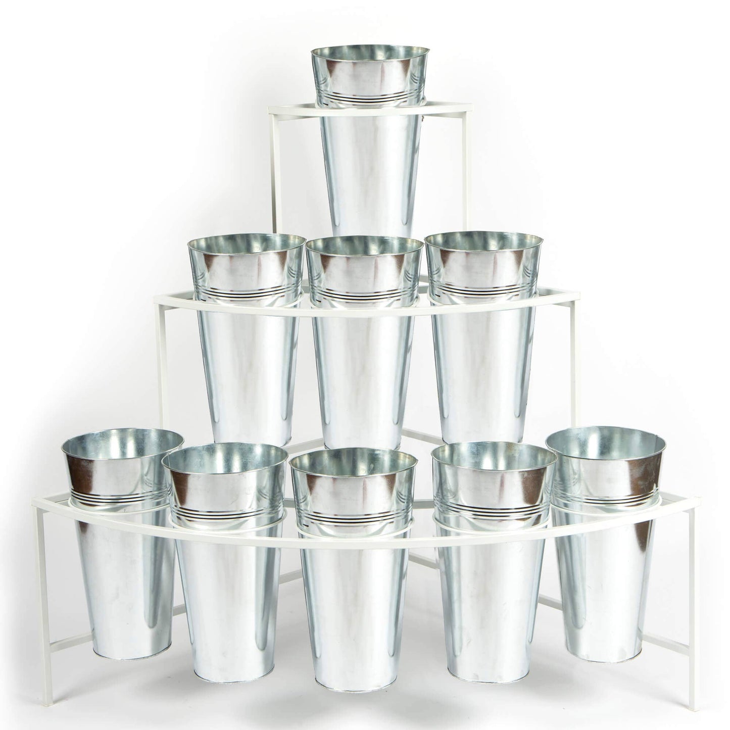 METAL CORNER CUT FLOWER DISPLAY STAND 9 POTS