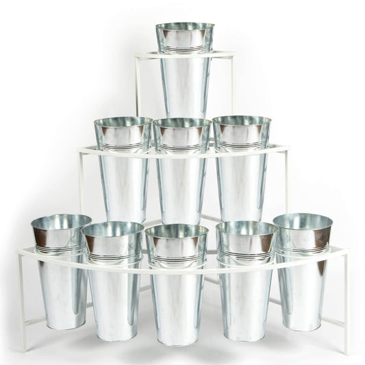 METAL CORNER CUT FLOWER DISPLAY STAND 9 POTS