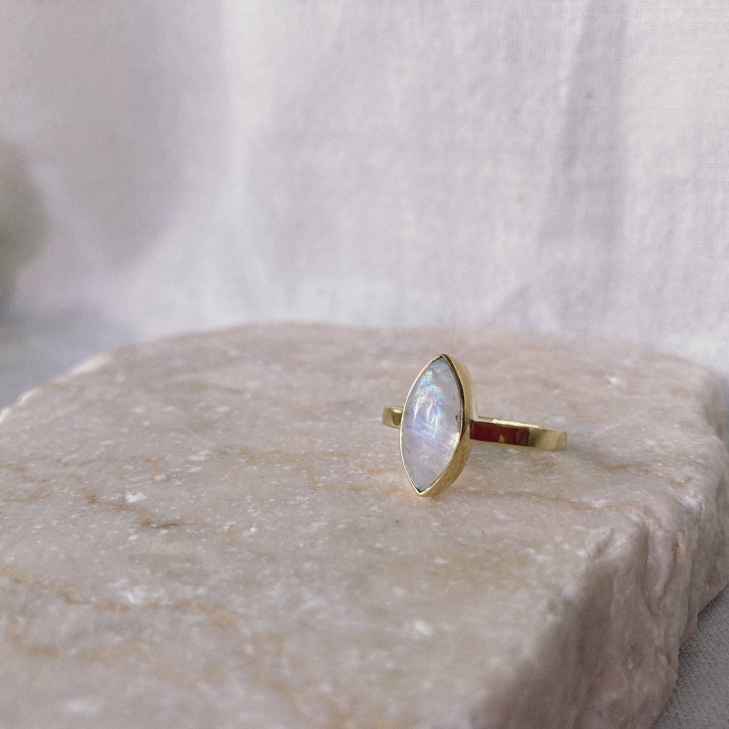 Moonstone Eye Shape Marquise Ring