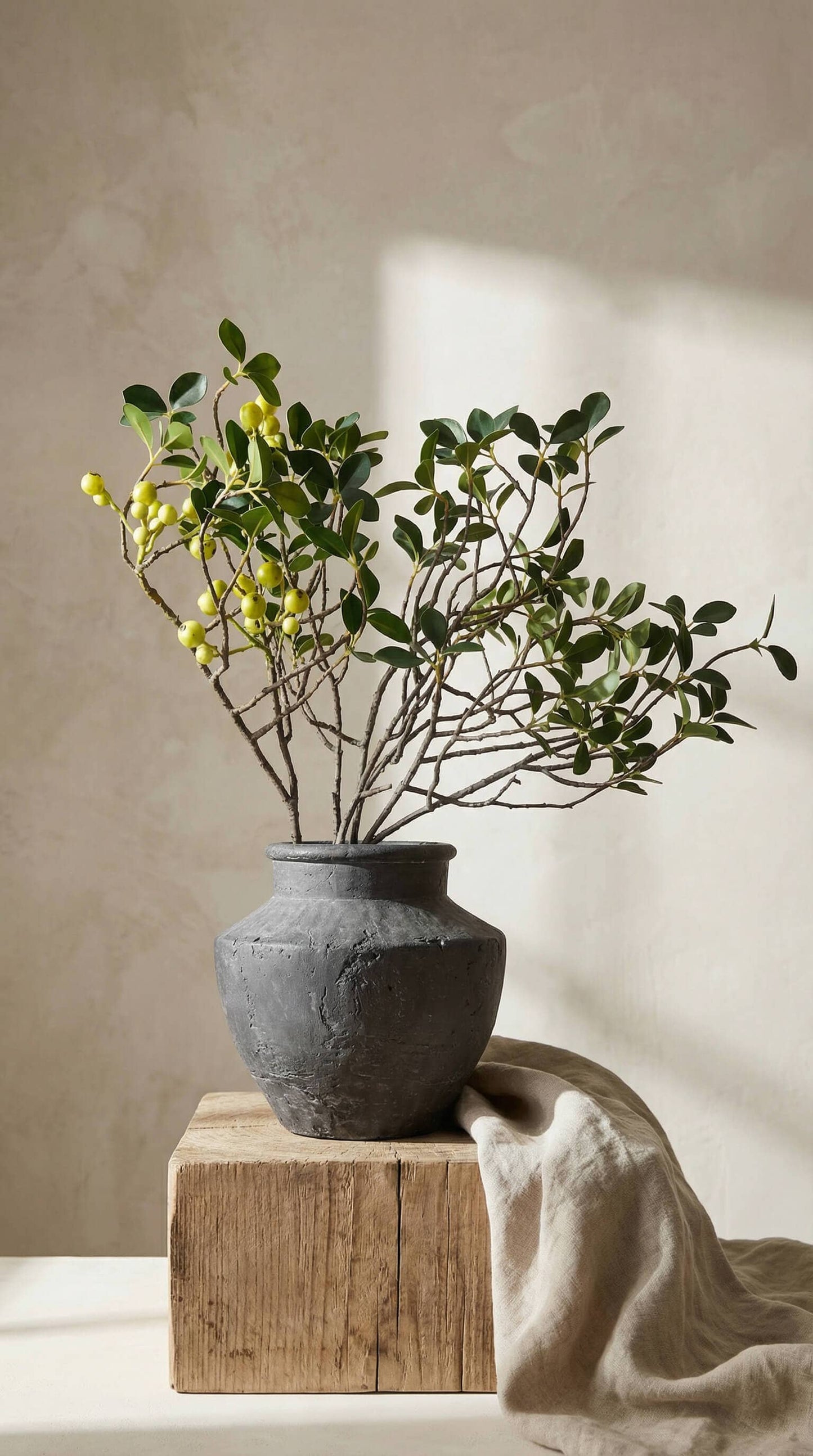 Vase Black Terracotta Flared Neck