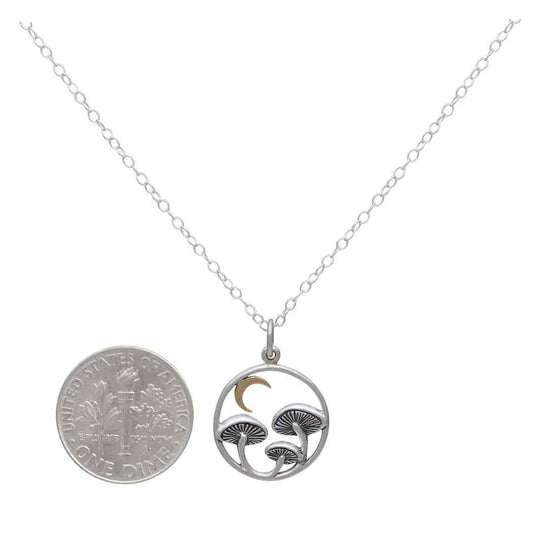 Mushroom & Moon Necklace