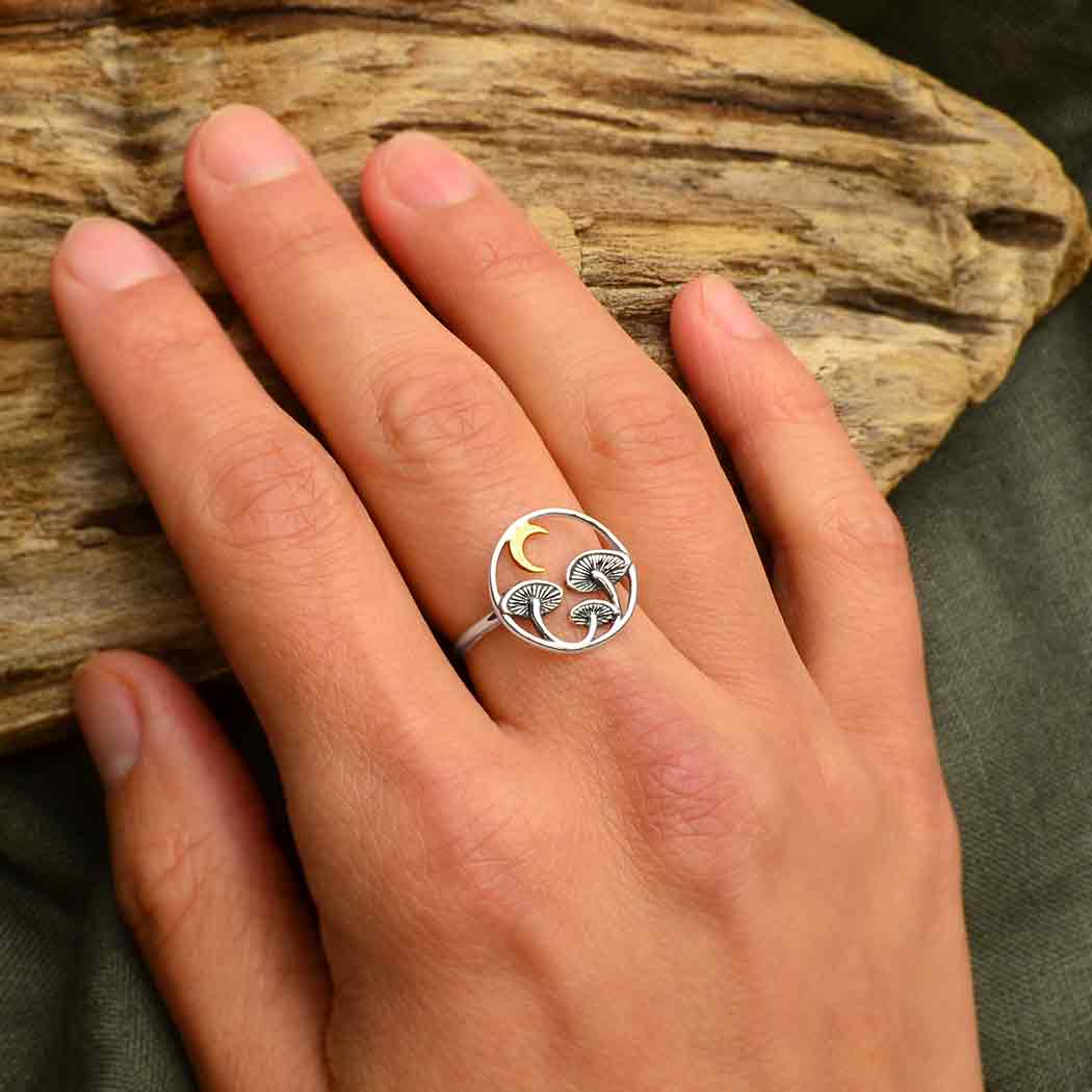 Mushroom and Moon Ring