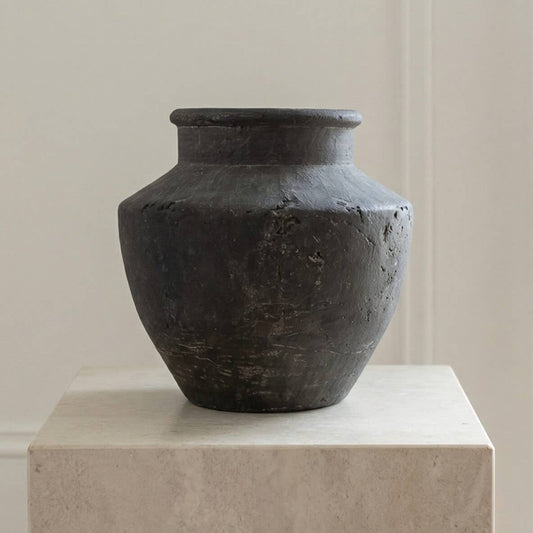 Vase Black Terracotta Flared Neck