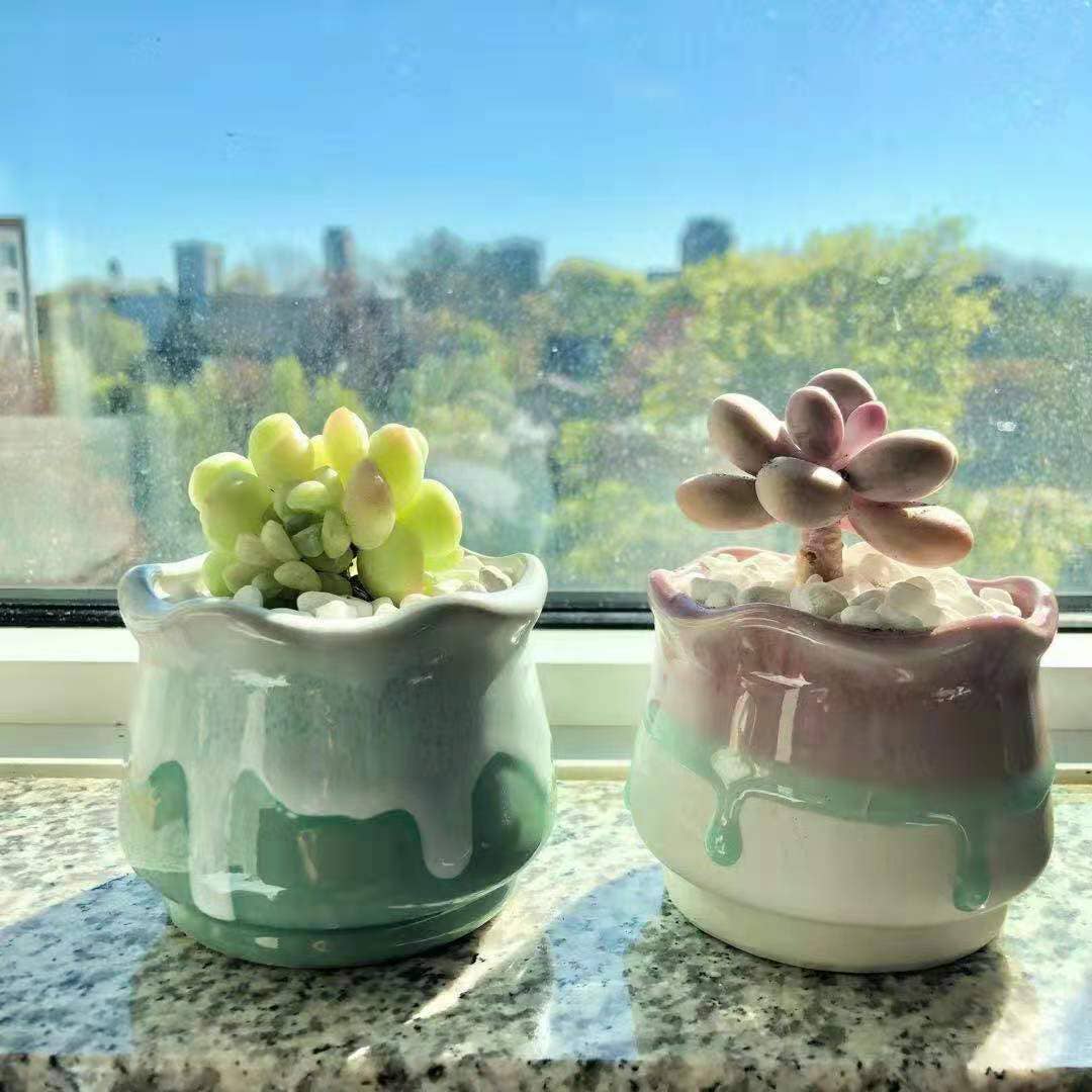 Ceramic Drip Milky Green Lotus