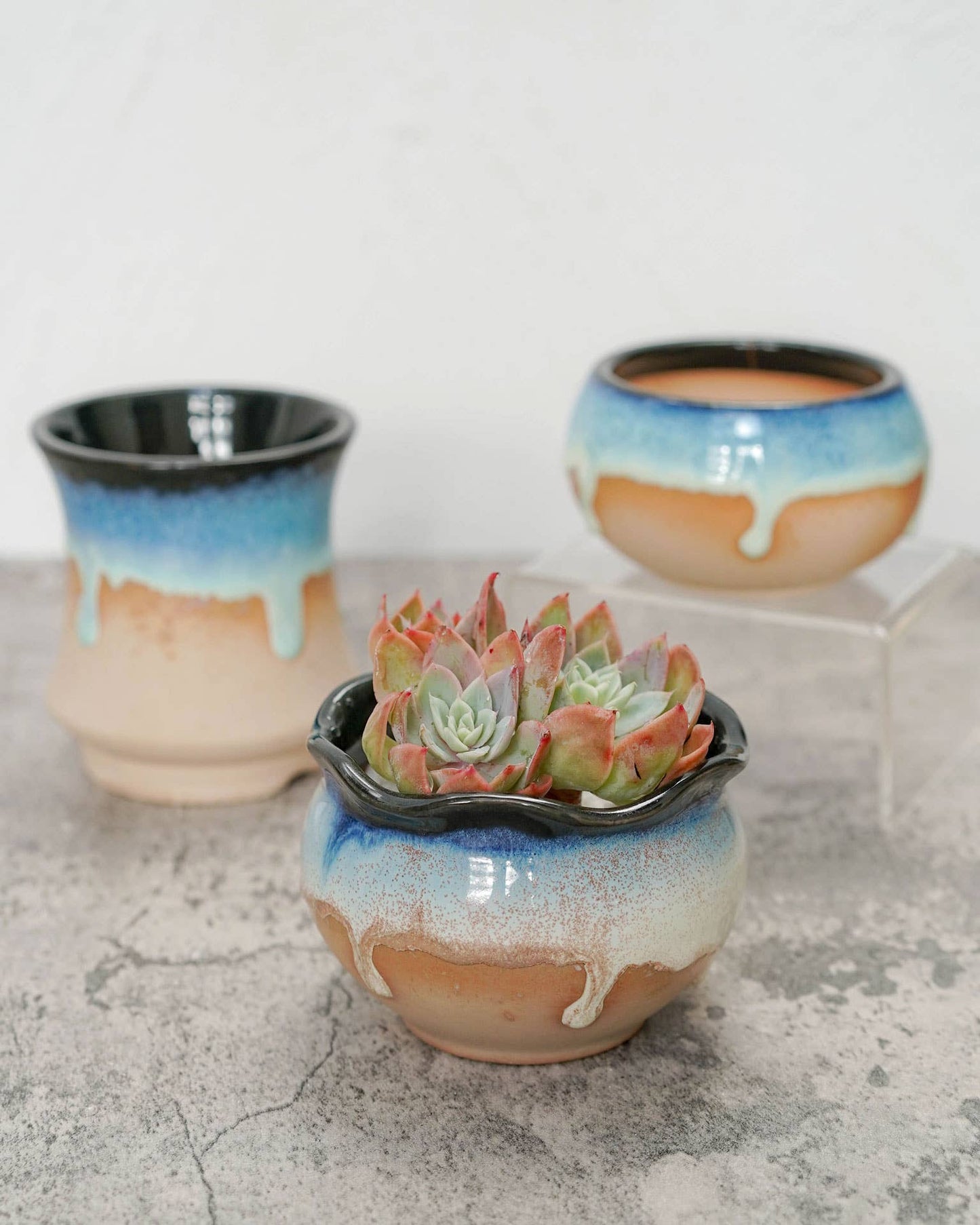 Ceramic Navy Drip Pot