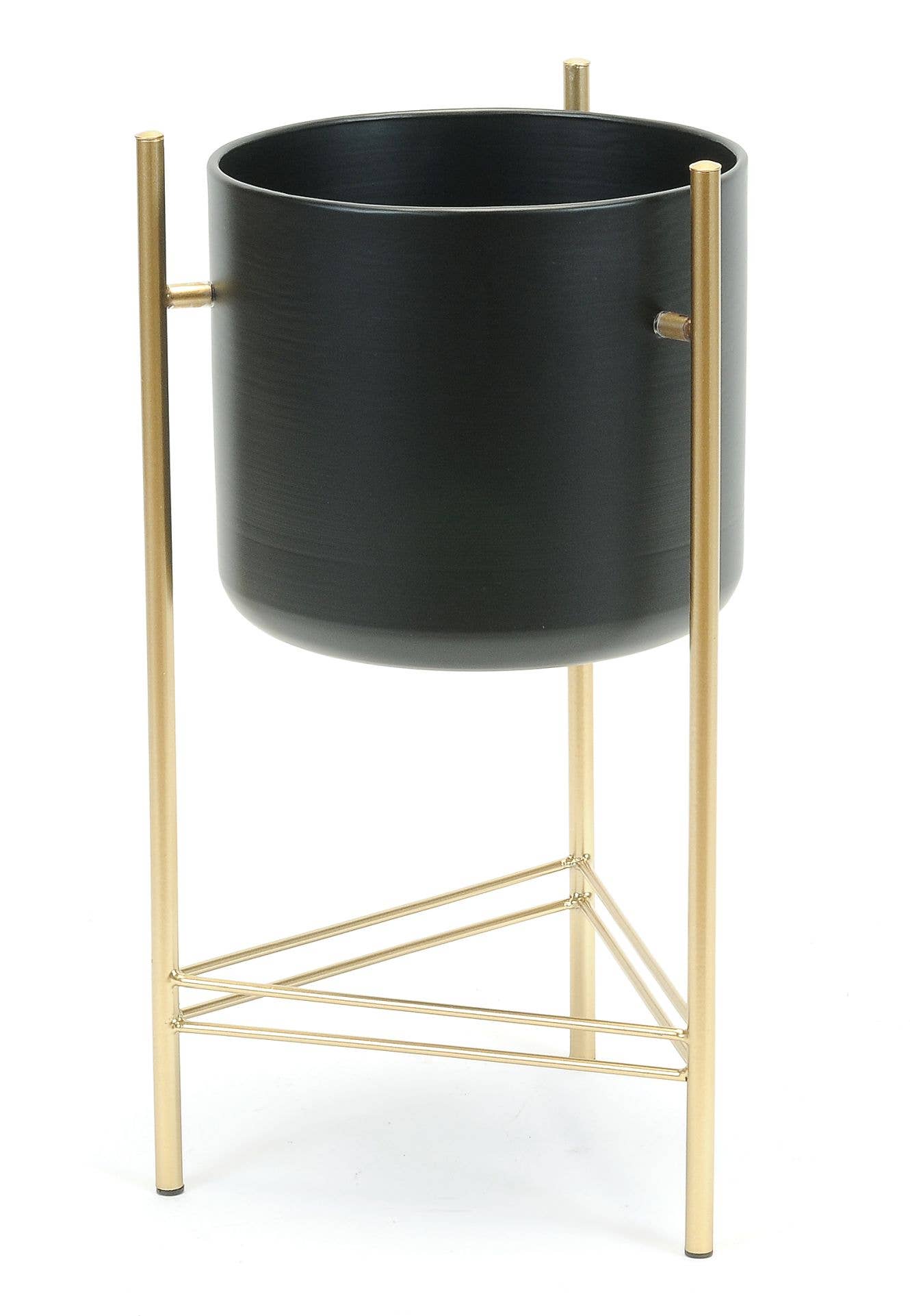 Metal Floor Planter Black and Gold Triangle Stand
